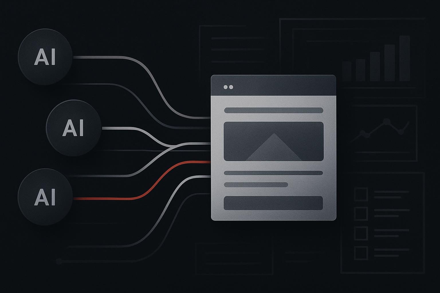 Abstract AI referral paths separating clicks from unseen visibility